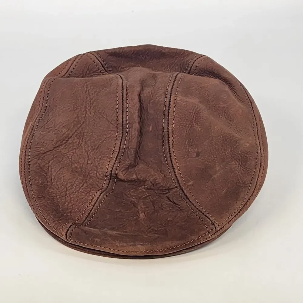 Leather Newsboy Cap Mens Small Medium Cabbie Driver Hat Made in USA Classic Y2K - Picture 9 of 13